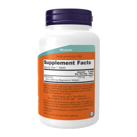 Now Magnesium Malate 1000Mg / 180 Tablet thumbnail 2