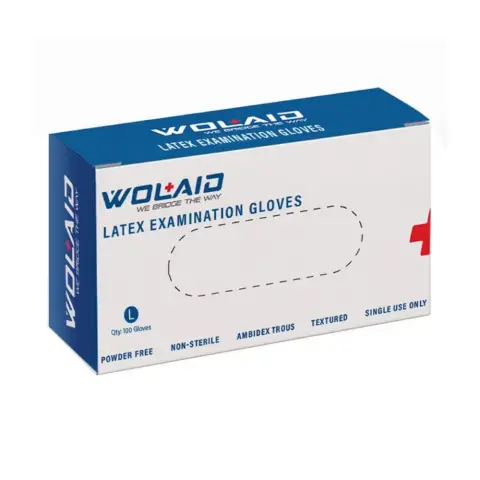Wolaid Latex Examination Gloves Powder Free Large 100S thumbnail 1