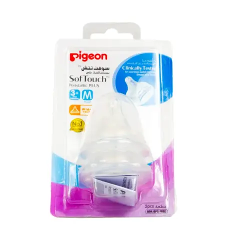 Pigeon Soft Touch Wide Neck Nipple Medium 2 Pcs thumbnail 1