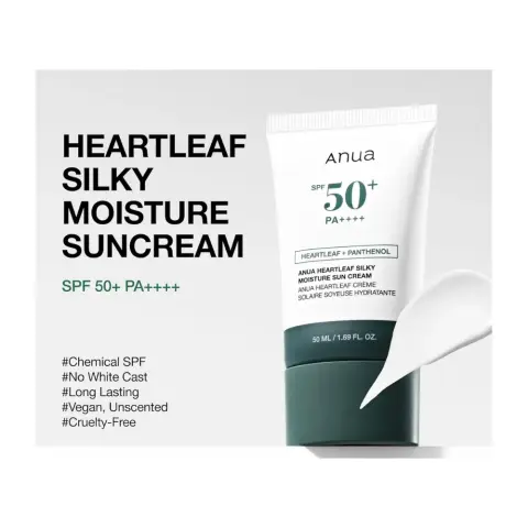 Anua Heartleaf Silky Spf 50++ Moisture Sun Cream 50mL thumbnail 2