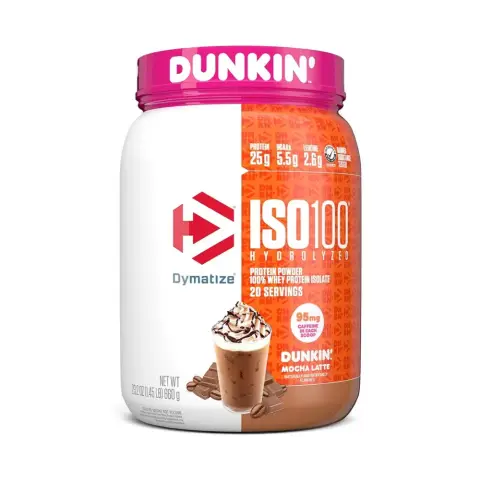 Dymatize ISO 100 Dunkin Mocha Latte Whey Protein Powder 660g thumbnail 1