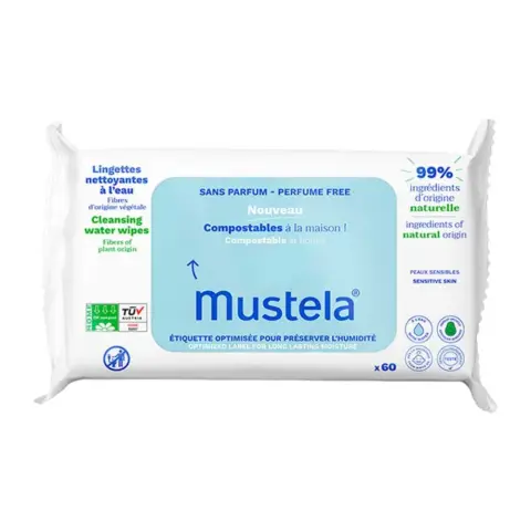 Mustela Home Compostable Ff Water Wipes 60S thumbnail 1