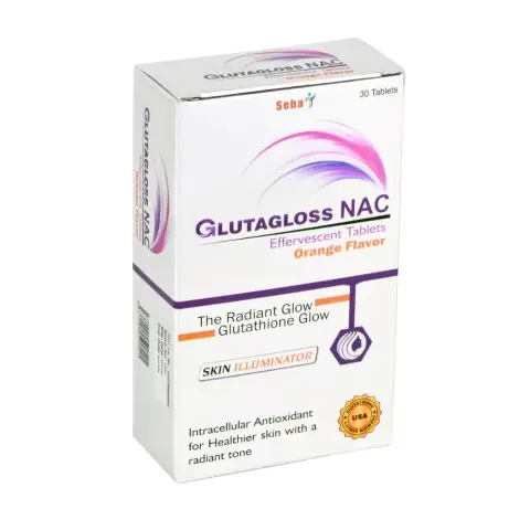 Glutagloss NAC Orange Flavour L Glutathione,Vitamin C + NAC - 30 Effervescent Tablets  thumbnail 1