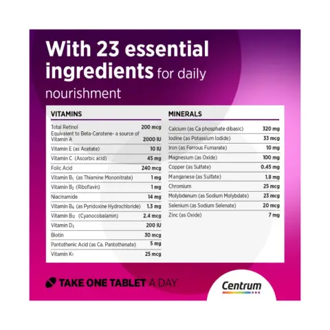 Centrum Womens Multivitamin 100 Tablets thumbnail 2