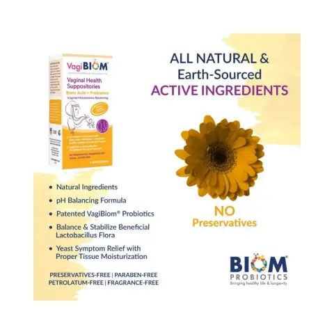 VagiBiom Boric Acid Suppositories with Lactobacillus: Microbiome Flora Balance; Balance and Nourishes Healthy Flora; Paraben-Free Preservative-Free (5count) thumbnail 2
