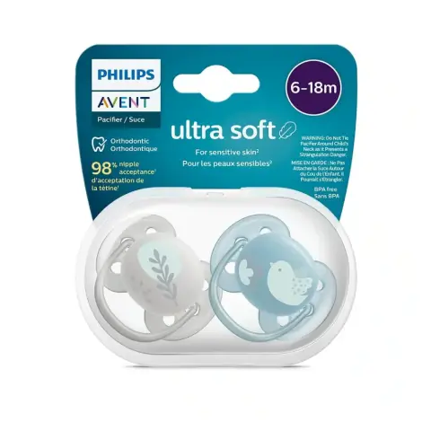 Philips Avent Pa269 Ultra Soft Pacifier 6-18 Boy X2 thumbnail 1