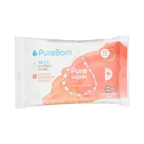 Pureborn Organic Grape Fruit Extract Wipes 10S thumbnail 1