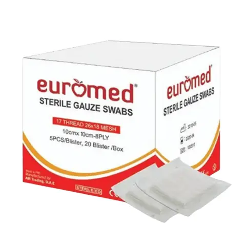 Euromed Sterile Gauze Swabs 10X10Cm 8Ply 5*20S thumbnail 1