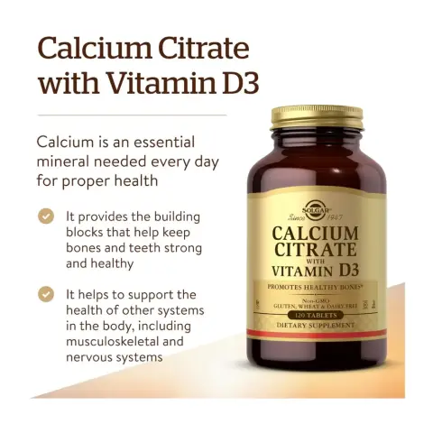 Solgar Calcium Citrate with Vitamin D3 Tablets – 120 Tablets thumbnail 3