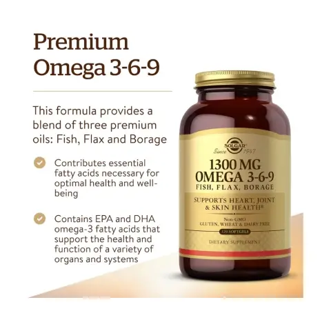 Solgar Omega 3-6-9 Fish, Flax & Borage 1300mg – 120 Softgels thumbnail 3