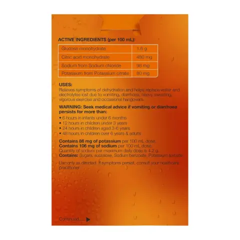 Hydralyte Orange Flavoured Electrolyte Solution 4 X 250mL thumbnail 2
