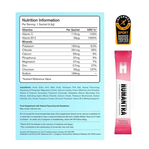 Humantra Raspberry Lemonade Electrolyte Drink Mix Sticks 90G 20S thumbnail 4