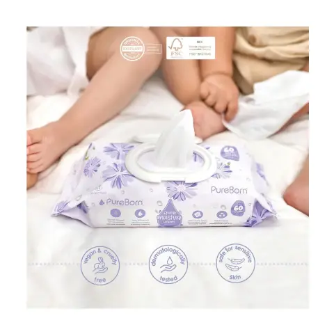 Pureborn Moisture Wipes With Calendula 60S thumbnail 2