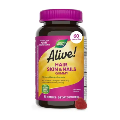 Nature's Way Alive Hair Skin And Nail Gummies Strawberry Flavour 60S thumbnail 1
