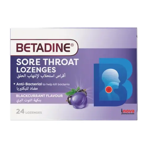 Betadine Sore Throat Lozenges Black Currant 24S thumbnail 1
