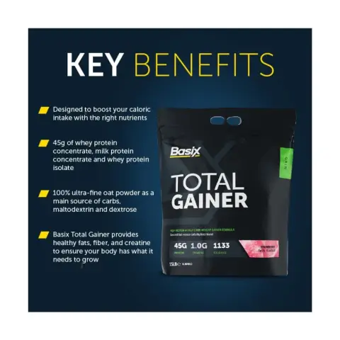 Basix Total Gainer Strawberry Swirl Weight Gainer Formula 15Lb thumbnail 2