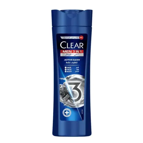 Clear Men 3 In 1 Active Clean Hair Face Body Wash 400Ml thumbnail 1